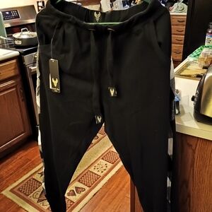 Men's Black Joggers with Gold Accents
